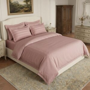 7 pc set | 600 TC | Pink striped bedding set