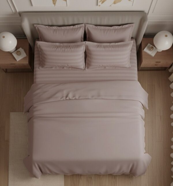 7 pc set | 600 TC | Pink striped bedding set - Image 3