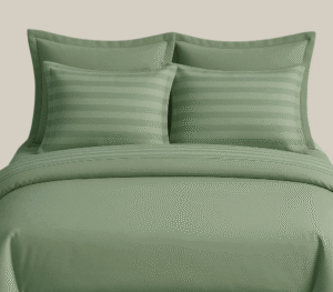 7 pc set | 600 TC | Sage green striped bedding set