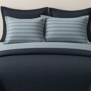 Customised Charcoal blue with blue striped bedding set and Duvet