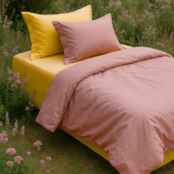 7 pcs set | Customised Yellow Pink bedding set - Image 8