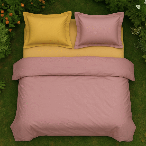 7 pcs set | Customised Yellow Pink bedding set - Image 7