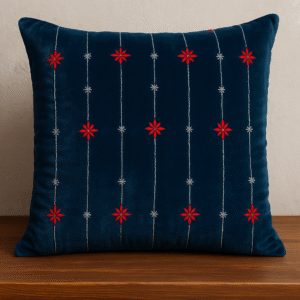 Silver Festive embroidery 16" x 16" Cushion Cover