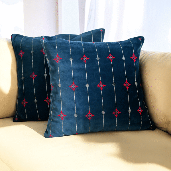 Silver Festive embroidery 16" x 16" Cushion Cover - Image 3