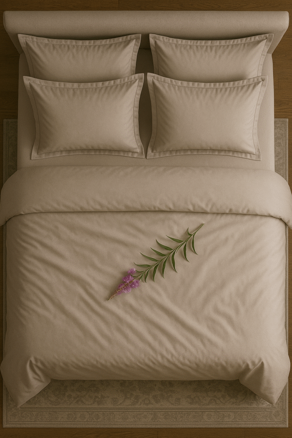 Hazelnut Solid 100% Cotton Bedding Set | King Size 108x108 | 400TC with 2 Pillow Covers - Image 4