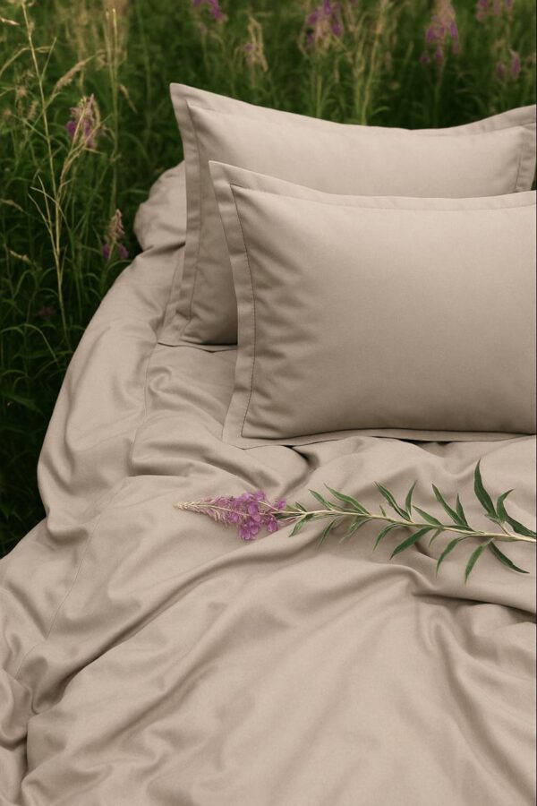 Hazelnut Solid 100% Cotton Bedding Set | King Size 108x108 | 400TC with 2 Pillow Covers - Image 2