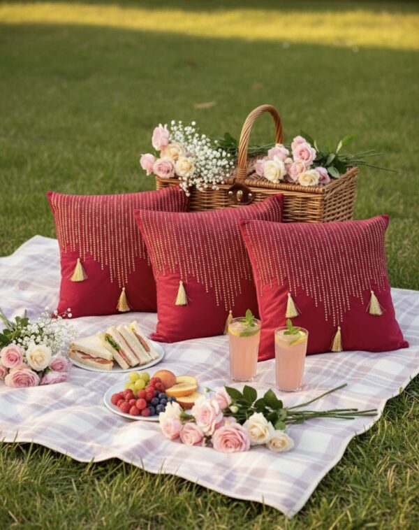 Diwali Cushion Cover in Magenta Pink Colour
