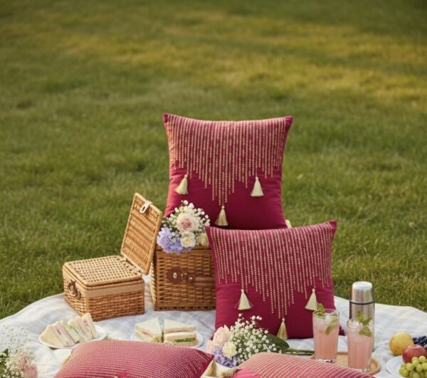 Diwali Cushion Cover in Magenta Pink Colour - Image 2