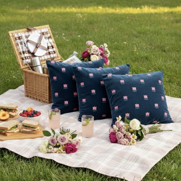 Blue 6 pcs Luxury Complete Bedding Set | Bedsheet, Comforter and Cushion Cover - Image 14