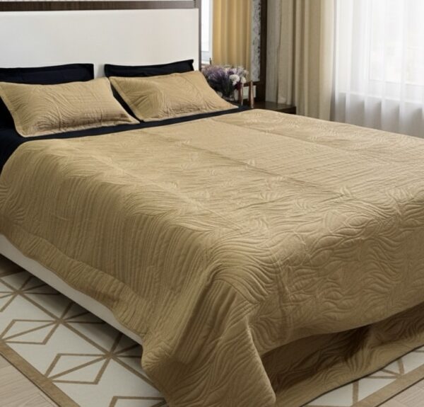 Occur Golden Quilted Bedspread set | 90” x 95” - Image 6