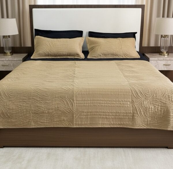 Occur Golden Quilted Bedspread set | 90” x 95” - Image 4