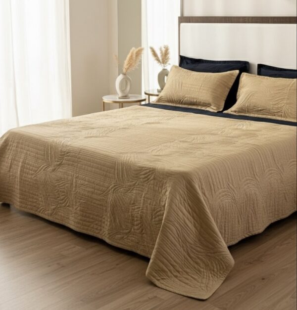 Occur Golden Quilted Bedspread set | 90” x 95” - Image 3