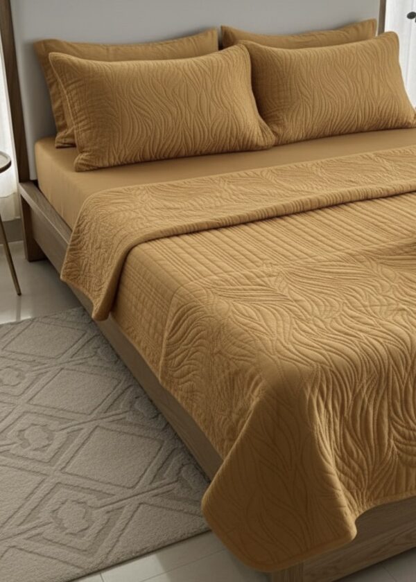 Occur Golden Quilted Bedspread set | 90” x 95”