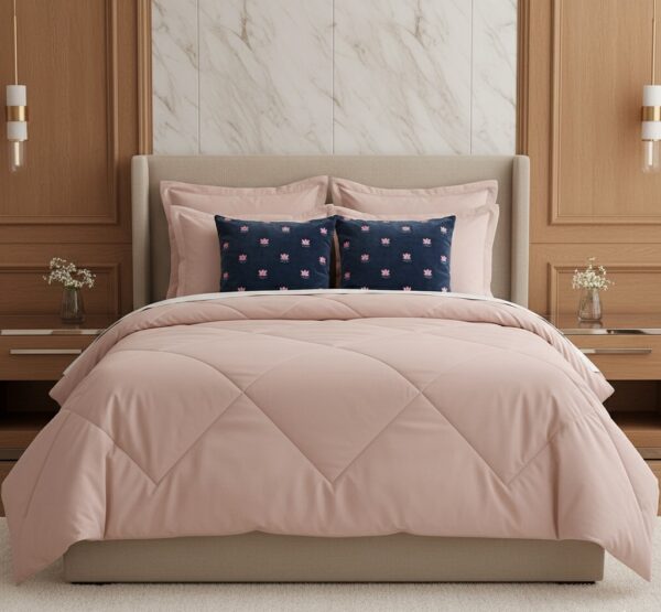 Pink 6 pcs Luxury Complete Bedding Set | Bedsheet, Comforter and Cushion Cover - Image 19
