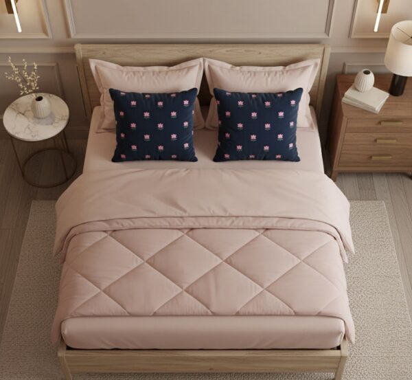 Pink 6 pcs Luxury Complete Bedding Set | Bedsheet, Comforter and Cushion Cover - Image 15