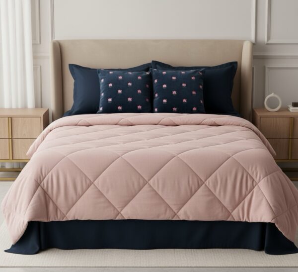 Blue 6 pcs Luxury Complete Bedding Set | Bedsheet, Comforter and Cushion Cover - Image 3