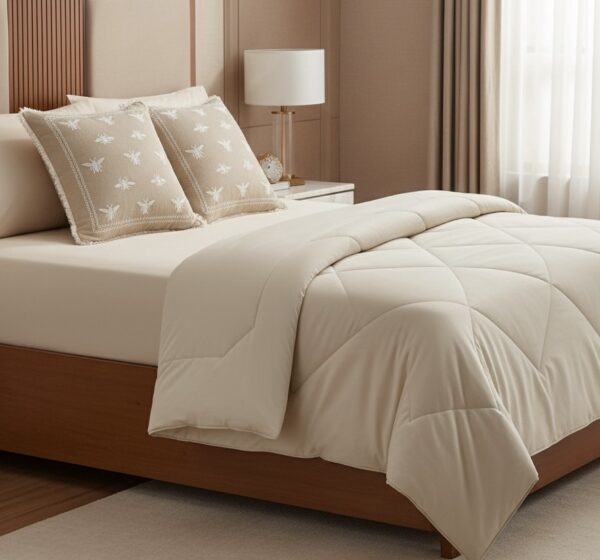 Ivory 6 pcs Luxury Complete Bedding Set | Bedsheet, Comforter & Cushion Cover - Image 5