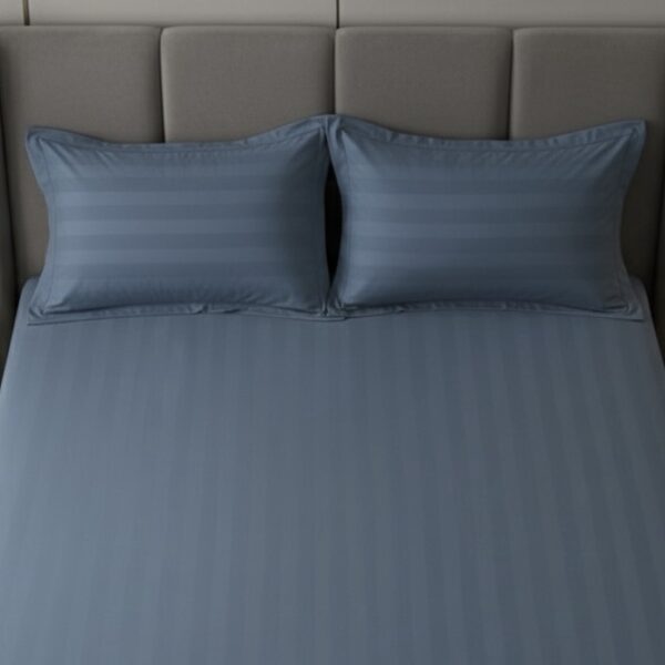 Denim striped 100% Cotton Bedding Set | King Size 108x108 | 400 TC with 2 Pillow Covers - Image 6