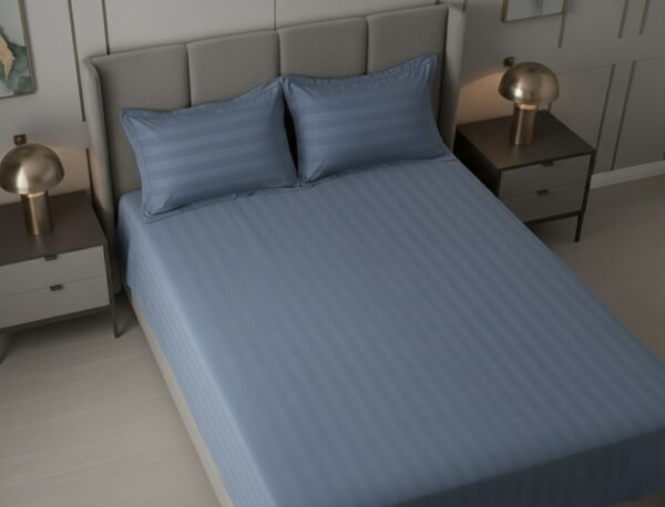 Denim striped 100% Cotton Bedding Set | King Size 108x108 | 400 TC with 2 Pillow Covers - Image 5