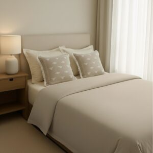 Beige 6 pcs Luxury Complete Bedding Set | Bedsheet, Duvet & Cushion Cover