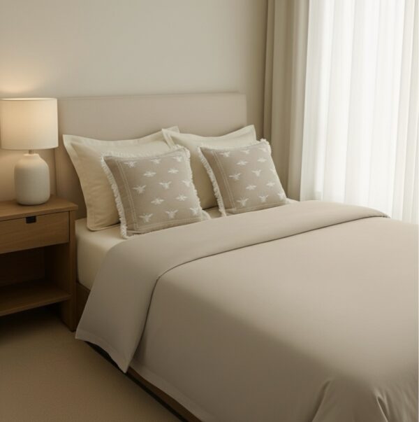 Beige 6 pcs Luxury Complete Bedding Set | Bedsheet, Duvet & Cushion Cover