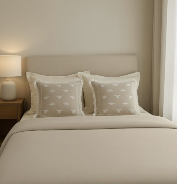 Beige 6 pcs Luxury Complete Bedding Set | Bedsheet, Duvet & Cushion Cover - Image 2