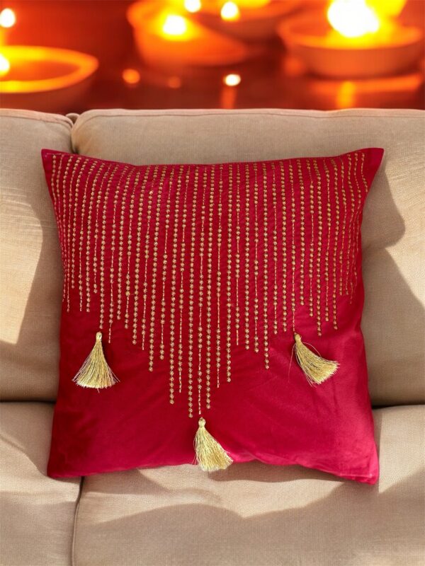 Diwali Cushion Cover in Magenta Pink Colour - Image 5