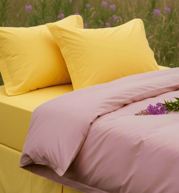 7 pcs set | Customised Yellow Pink bedding set - Image 5