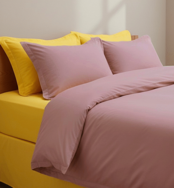 7 pcs set | Customised Yellow Pink bedding set - Image 3