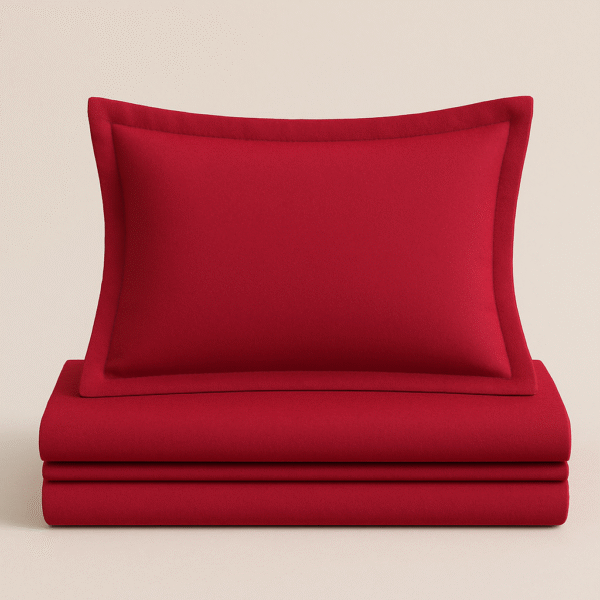 Red 6 pcs Luxury Complete Bedding Set | Bedsheet, Comforter and Cushion Cover - Image 10
