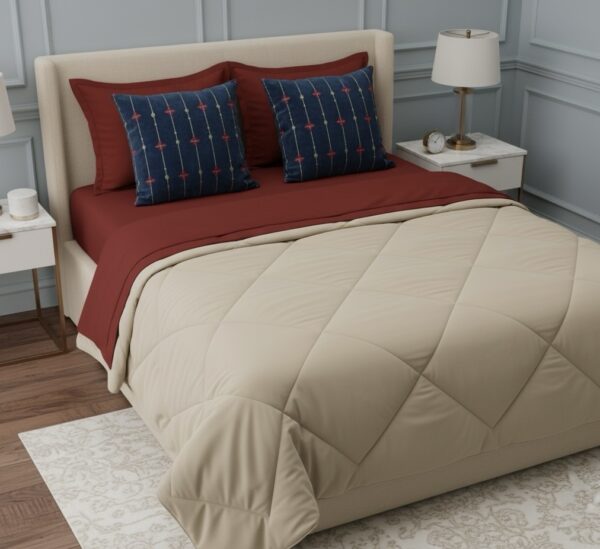 Red 6 pcs Luxury Complete Bedding Set | Bedsheet, Comforter and Cushion Cover