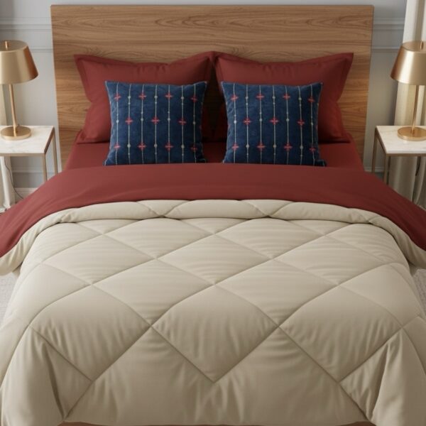 Red 6 pcs Luxury Complete Bedding Set | Bedsheet, Comforter and Cushion Cover - Image 2