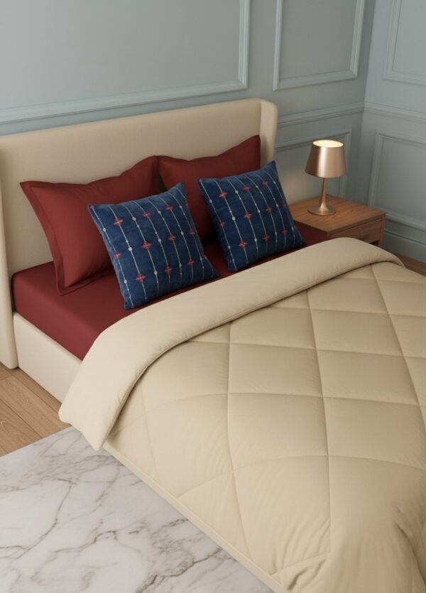 Red 6 pcs Luxury Complete Bedding Set | Bedsheet, Comforter and Cushion Cover - Image 5