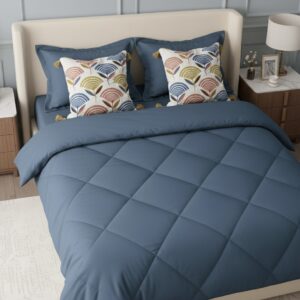 Provence blue 6 pcs Luxury Complete Bedding Set | Bedsheet, Comforter and Cushion Cover