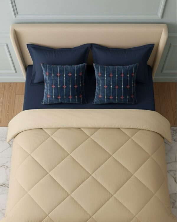 Dark blue 6 pcs Luxury Complete Bedding Set | Bedsheet, Comforter and Cushion Cover - Image 2