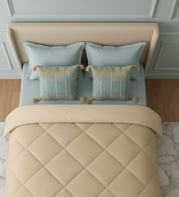 Light blue 6 pcs Luxury Complete Bedding Set | Bedsheet, Comforter and Cushion Cover - Image 3