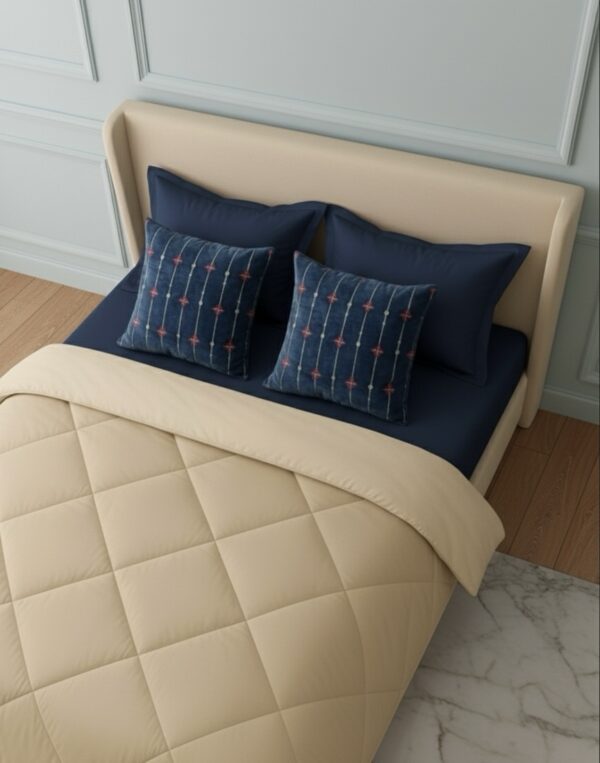 Dark blue 6 pcs Luxury Complete Bedding Set | Bedsheet, Comforter and Cushion Cover - Image 4