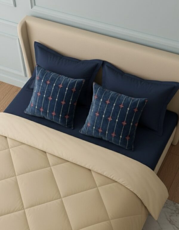 Dark blue 6 pcs Luxury Complete Bedding Set | Bedsheet, Comforter and Cushion Cover - Image 3