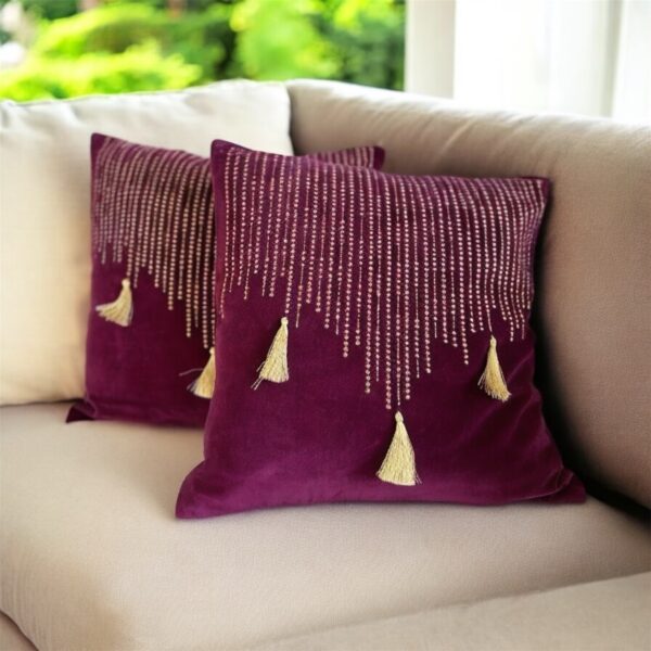 Plum beige 6 pcs Luxury Complete Bedding Set | Bedsheet, Comforter and Cushion Cover Copy - Image 10