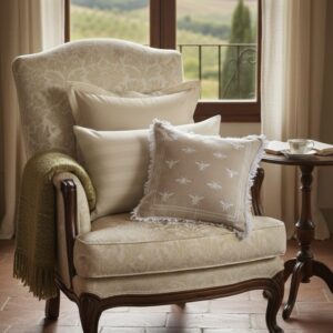 Luxury Beehive & Stripe Mix Cushion Cover Set (3-Pack) – Light Beige & Ivory