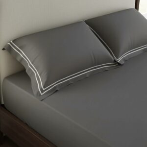 Grey 400 TC Bed Sheet with Double Merrow on 2 Pillow Covers