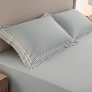 Soothing sea 400 TC Bed Sheet with Double Merrow on 2 Pillow Covers