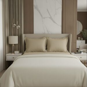 Ivory beige 5 pcs Luxury Complete bedding Set | Bedsheet, Duvet and Duvet cover