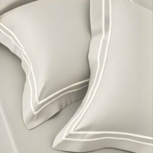 Light Grey 400 TC Bed Sheet with Double Merrow on 2 Pillow Covers