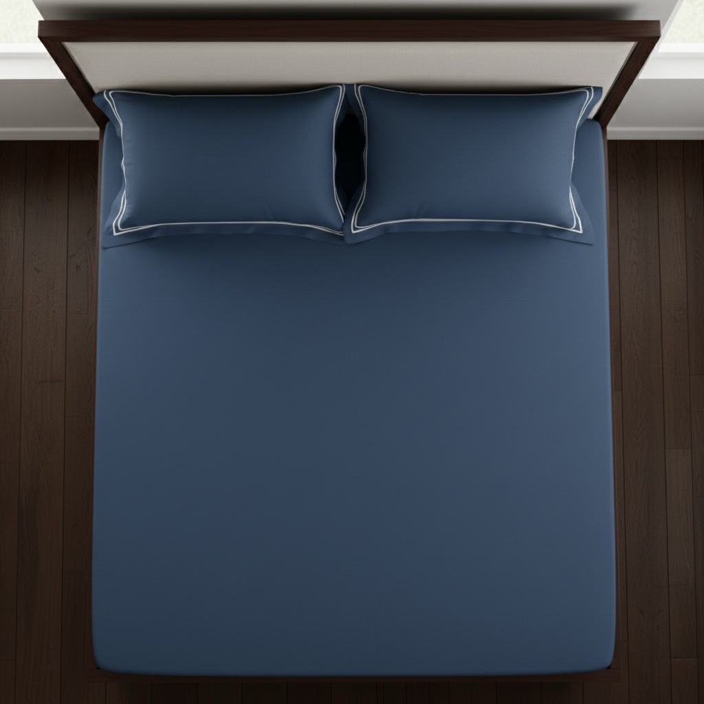 Teal 400 TC Bed Sheet with Double Merrow on 2 Pillow Covers - Image 4