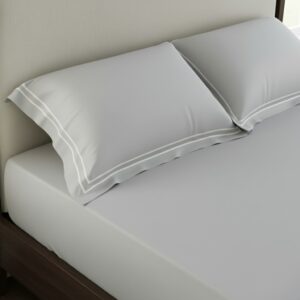 Light Grey 400 TC Bed Sheet with Double Merrow on 2 Pillow Covers