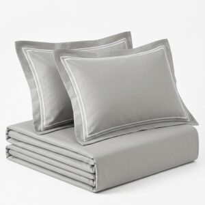 Light Grey 400 TC Bed Sheet with Double Merrow on 2 Pillow Covers