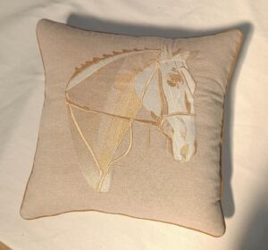 Beige Horse Cushion Cover with piping | 16” x 16”