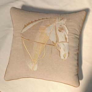 Beige Horse Cushion Cover with piping | 16” x 16”