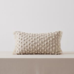 Beige Bohemian Throw Pillow Cover | 12" x 20"